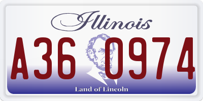 IL license plate A360974