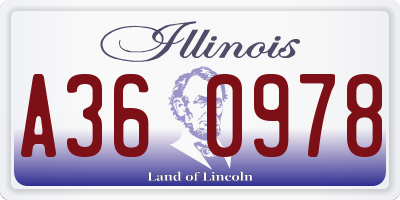 IL license plate A360978
