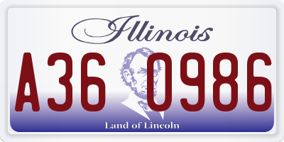 IL license plate A360986