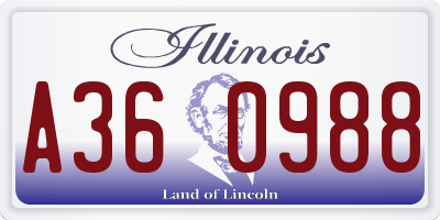 IL license plate A360988