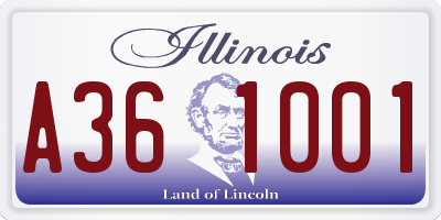 IL license plate A361001