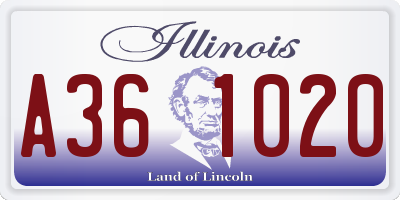 IL license plate A361020