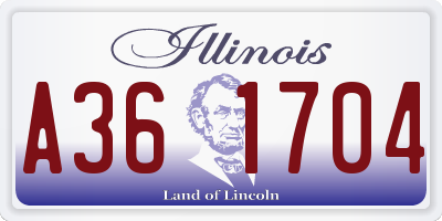 IL license plate A361704