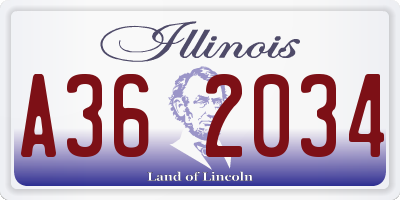 IL license plate A362034