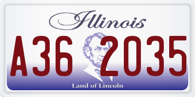 IL license plate A362035