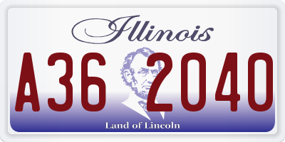 IL license plate A362040