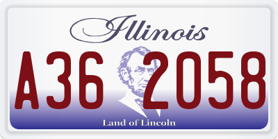 IL license plate A362058
