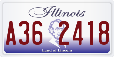 IL license plate A362418
