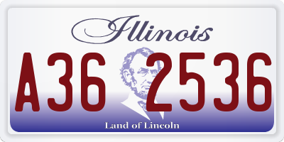 IL license plate A362536