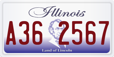 IL license plate A362567