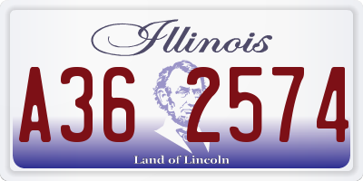 IL license plate A362574