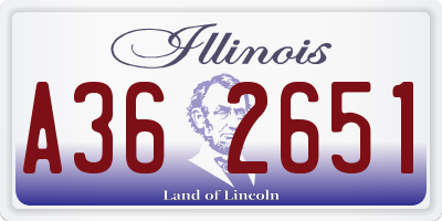 IL license plate A362651