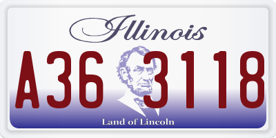 IL license plate A363118