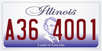 IL license plate A364001