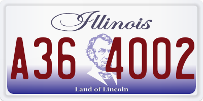 IL license plate A364002