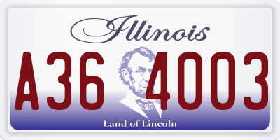 IL license plate A364003