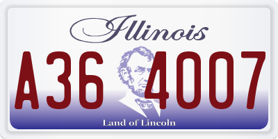 IL license plate A364007