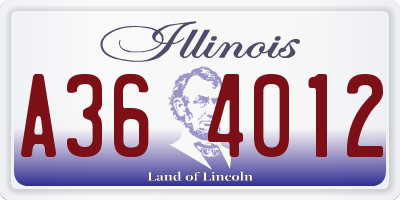 IL license plate A364012