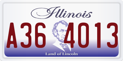 IL license plate A364013