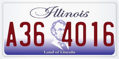 IL license plate A364016