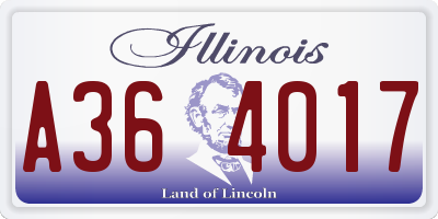 IL license plate A364017