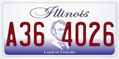 IL license plate A364026