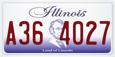 IL license plate A364027