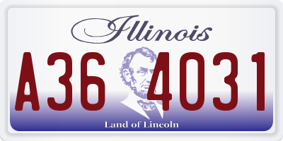 IL license plate A364031