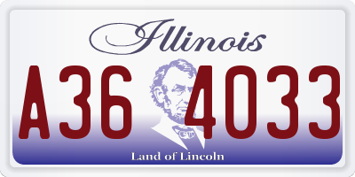 IL license plate A364033