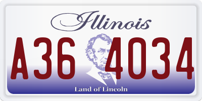 IL license plate A364034