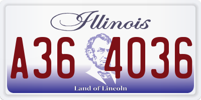 IL license plate A364036
