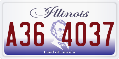 IL license plate A364037