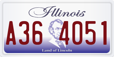 IL license plate A364051