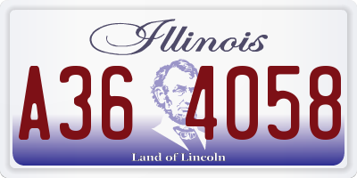 IL license plate A364058