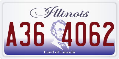 IL license plate A364062