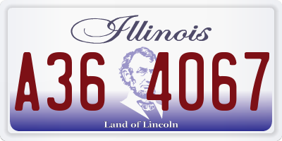 IL license plate A364067