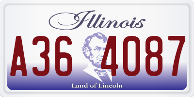 IL license plate A364087