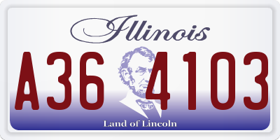 IL license plate A364103