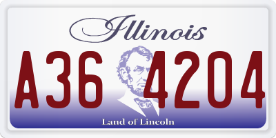 IL license plate A364204
