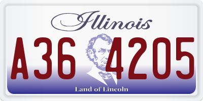 IL license plate A364205