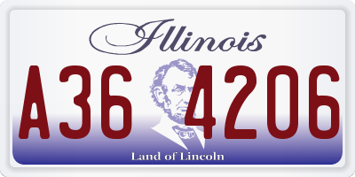 IL license plate A364206