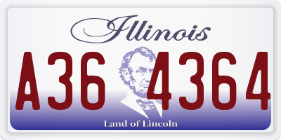 IL license plate A364364