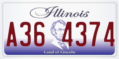 IL license plate A364374