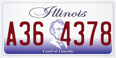 IL license plate A364378