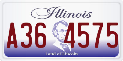 IL license plate A364575