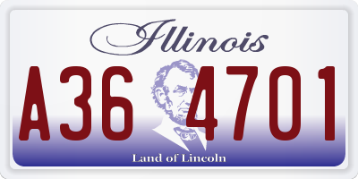 IL license plate A364701