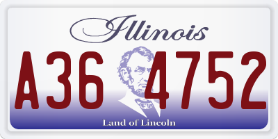 IL license plate A364752