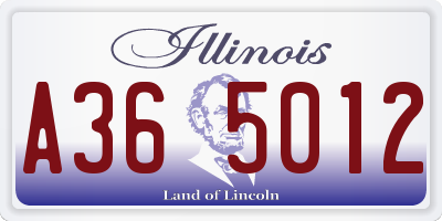 IL license plate A365012