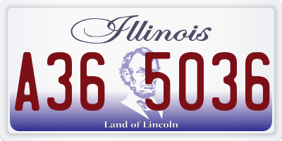 IL license plate A365036