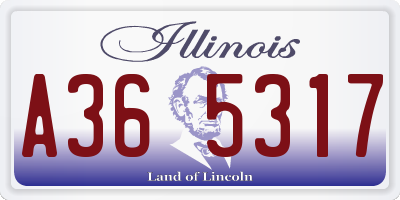 IL license plate A365317